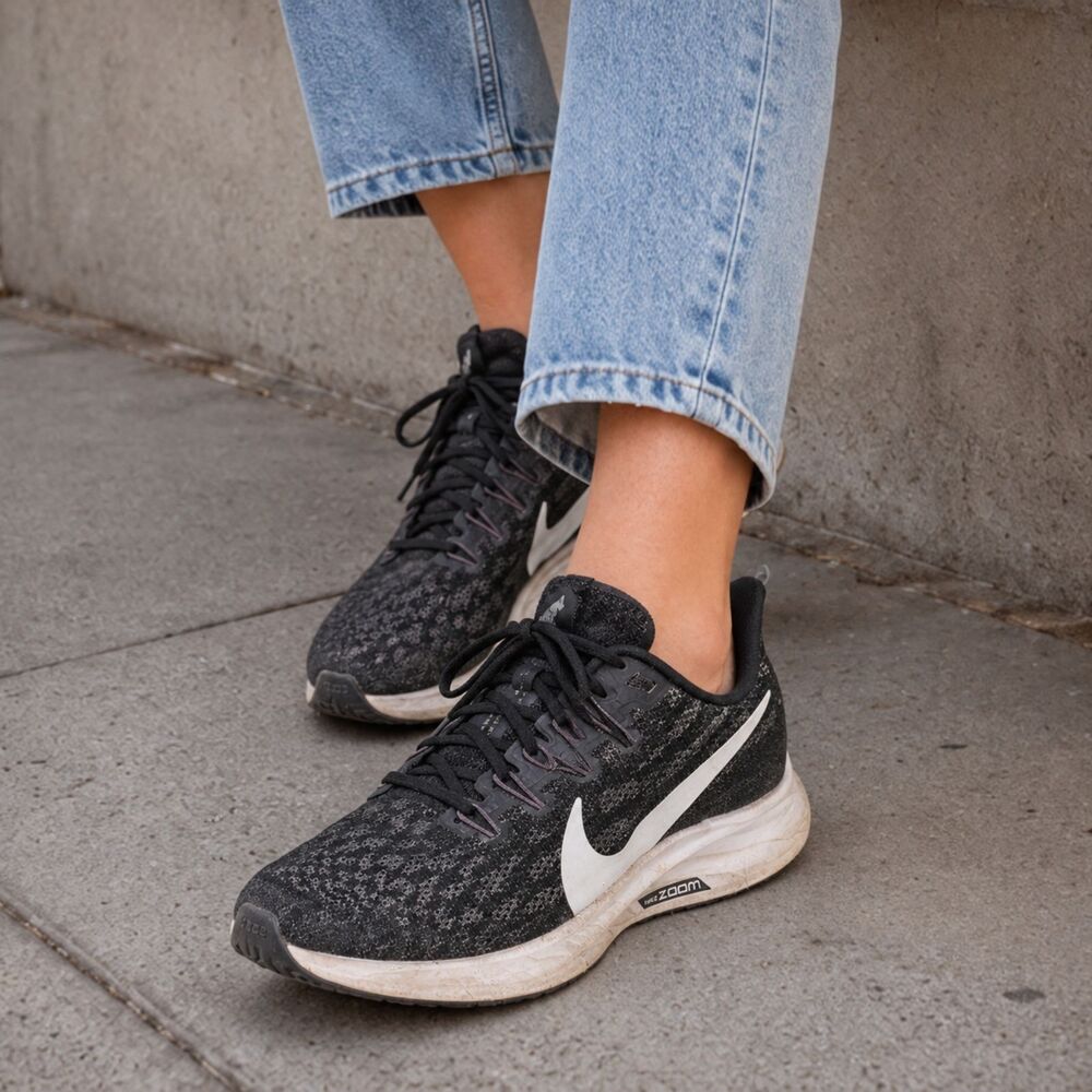 Nike Air Zoom Pegasus 36 Sneaker Womens 7 Black White Thunder Gray Running Shoes